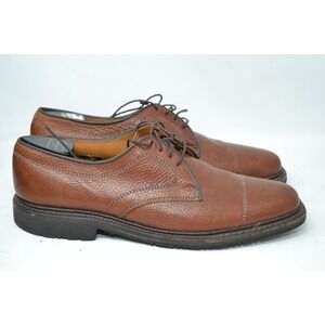 ALLEN EDMONDS Becker BROWN Pebbled Leather Lace Shoes Mens 9 D Cap Toe‎ Oxford